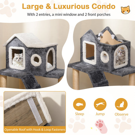 Árbol rascador de torre para gatos con rascadores de condominio y escalera de 36 pulgadas