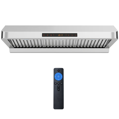 Campana extractora de 36 pulgadas bajo mueble 900 CFM para cocina con colector de aceite - Plateada