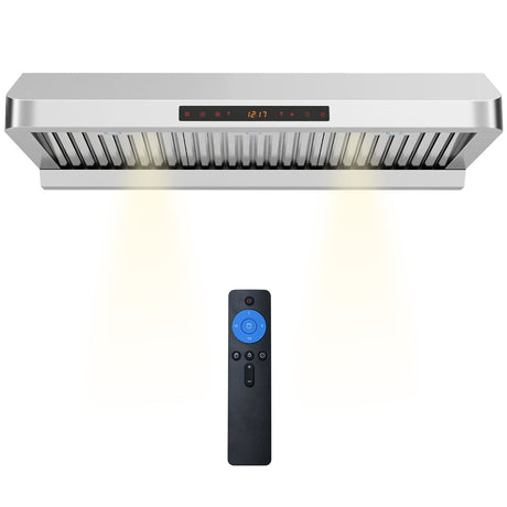 Campana extractora de 36 pulgadas bajo mueble 900 CFM para cocina con colector de aceite - Plateada