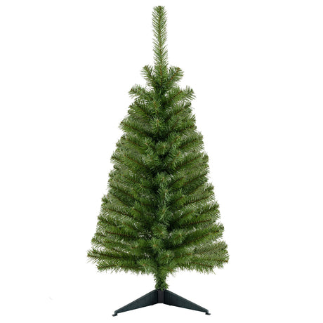 Mini árbol de Navidad artificial sin luces de 36 pulgadas con base de plástico - Verde