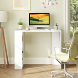 36 Inch White Computer Desk with 3 Open Shelves for Home Office Study-White