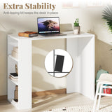 36 Inch White Computer Desk with 3 Open Shelves for Home Office Study-White