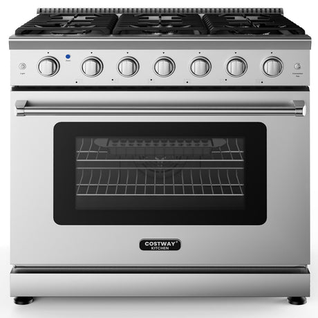 Cocina de gas natural de pie de 36 pulgadas con quemador de 6 fuegos