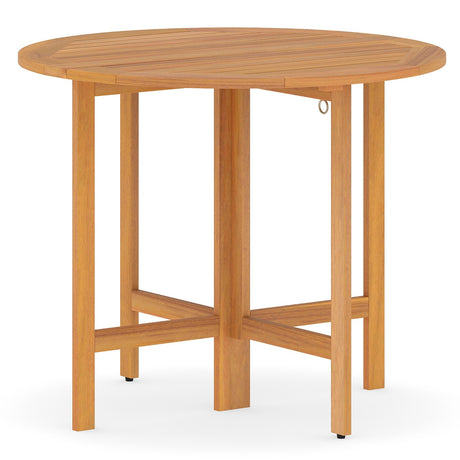Mesa de comedor redonda plegable para exterior de 91 cm con tablero de listones