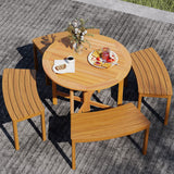 Mesa de comedor redonda plegable para exterior de 91 cm con tablero de listones