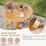 Mesa de comedor redonda plegable para exterior de 91 cm con tablero de listones