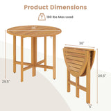 Mesa de comedor redonda plegable para exterior de 91 cm con tablero de listones