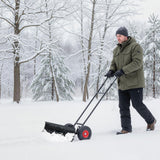 36 Inches Snow Shovel with Wheels and Adjustable Angle-Black