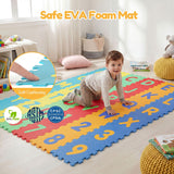 36-Piece Interlocking Baby Puzzle Floor Tiles with Educational Alphabet