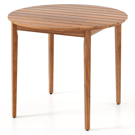Mesa de comedor redonda de madera de acacia de 36 pulgadas para exteriores con capacidad para 4 personas