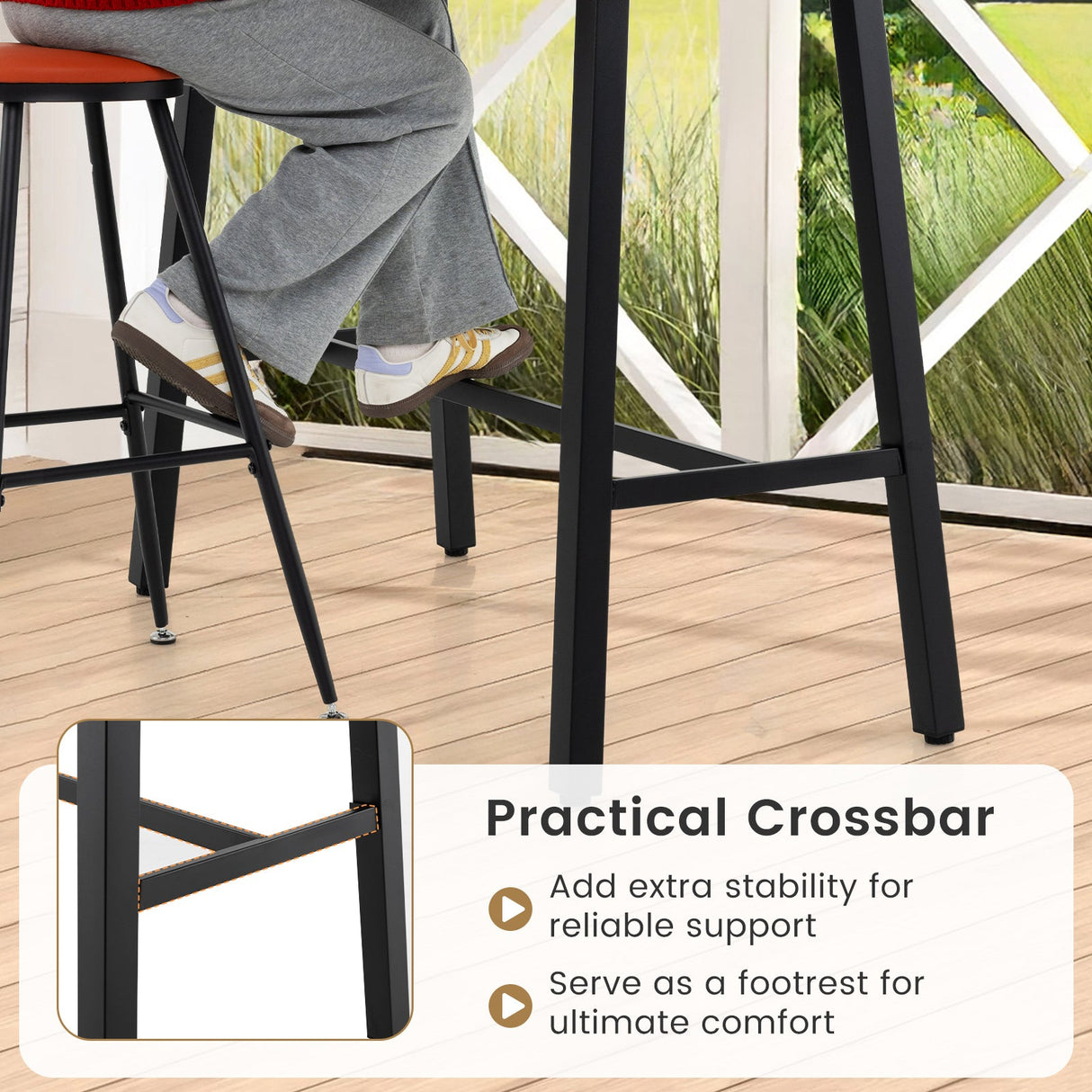 Mesa de bar de 36 pulgadas de altura para patio con almohadillas ajustables para los pies