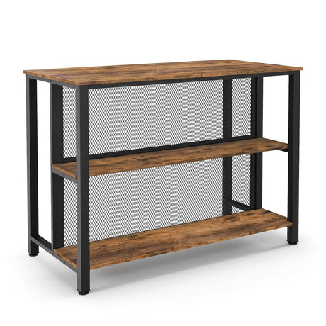 Mesa de bar de 3 niveles y 91,4 cm con almacenamiento, estructura de metal, almohadillas ajustables para los pies para el comedor
