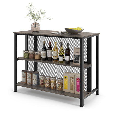 Mesa de bar de 3 niveles y 91,4 cm con almacenamiento, estructura de metal, almohadillas ajustables para los pies para el comedor