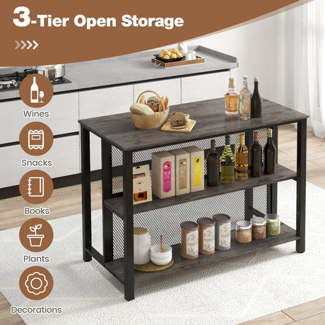 Mesa de bar de 3 niveles y 91,4 cm con almacenamiento, estructura de metal, almohadillas ajustables para los pies para el comedor