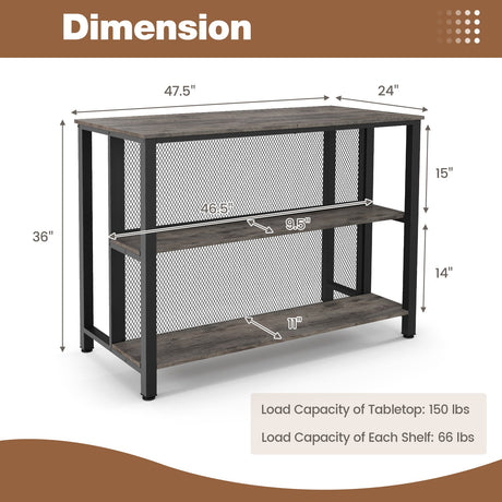 Mesa de bar de 3 niveles y 91,4 cm con almacenamiento, estructura de metal, almohadillas ajustables para los pies para el comedor