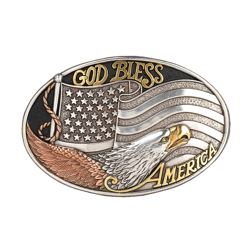 Hebilla Nocona God Bless America (Plata/Oro)