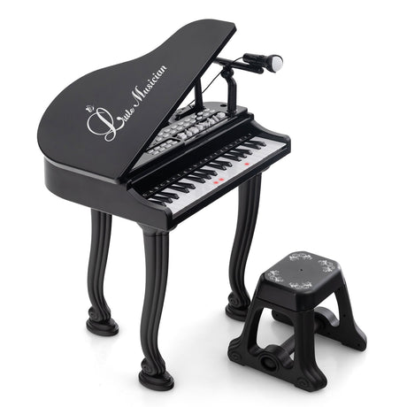 Teclado de piano para niños de 37 teclas con taburete y tapa de piano