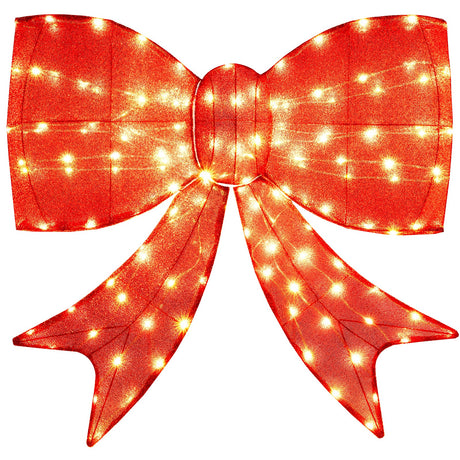 Lazo de Navidad iluminado de 37 pulgadas con luces LED de color blanco cálido