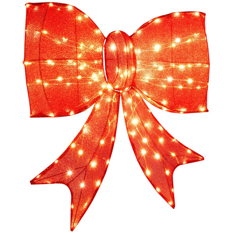 Lazo de Navidad iluminado de 37 pulgadas con luces LED de color blanco cálido