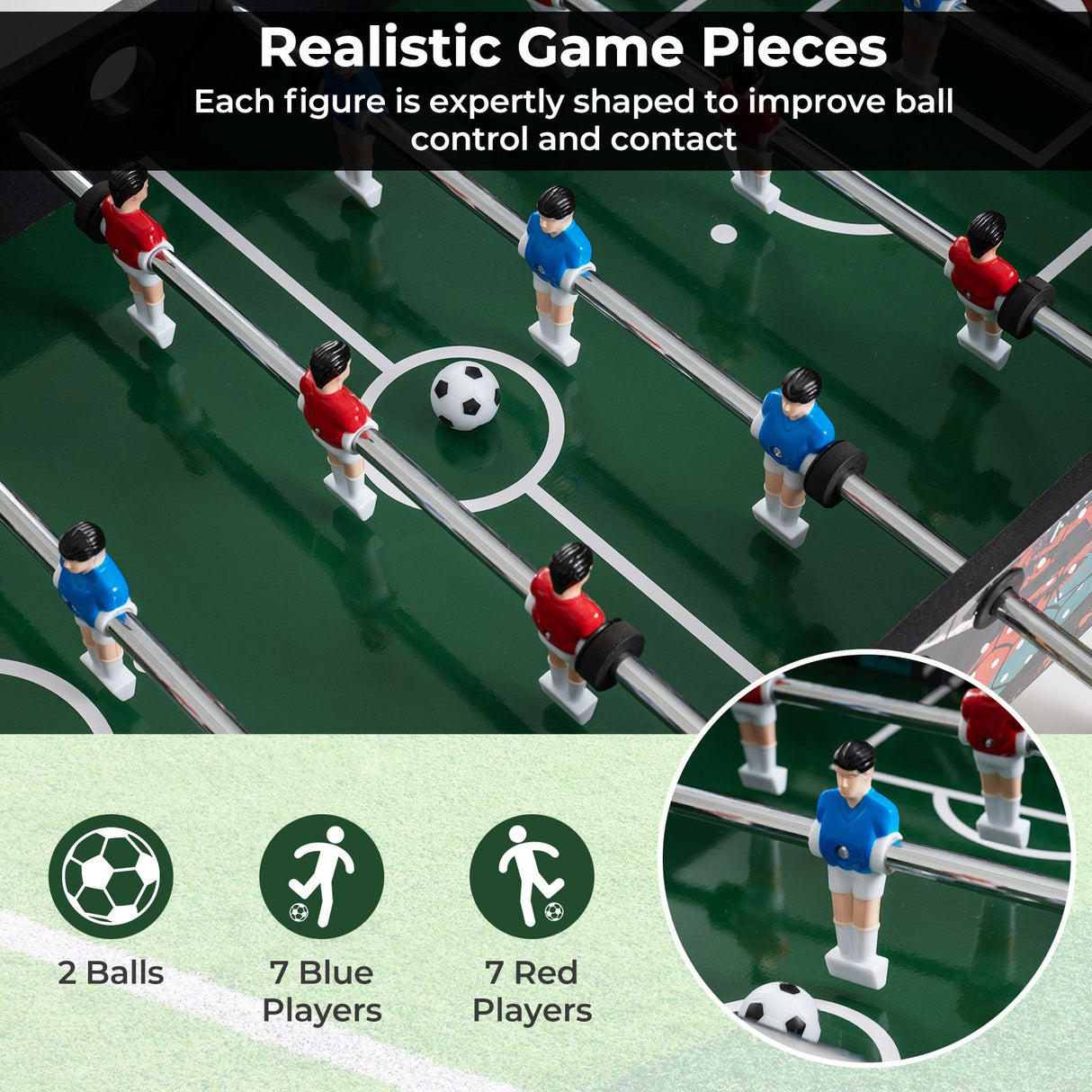 Mesa de futbolín mini de 37 pulgadas, mesa de juego 2 en 1 con patas desmontables para tablero - Negra
