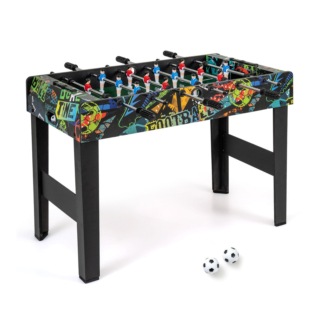 Mesa de futbolín mini de 37 pulgadas, mesa de juego 2 en 1 con patas desmontables para tablero - Negra
