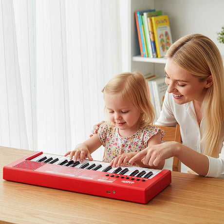 Teclado de piano para niños de 37 teclas con 8 ritmos y micrófono