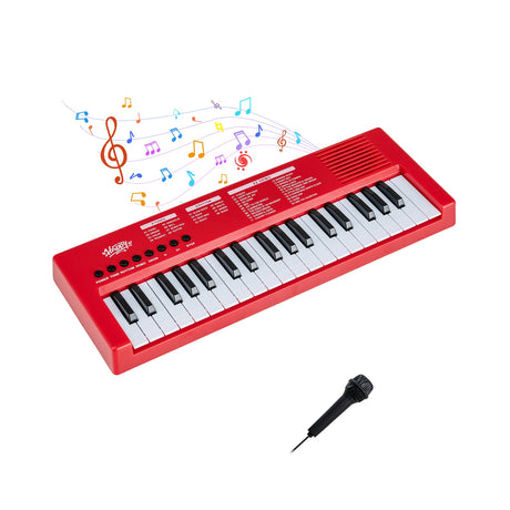 Teclado de piano para niños de 37 teclas con 8 ritmos y micrófono