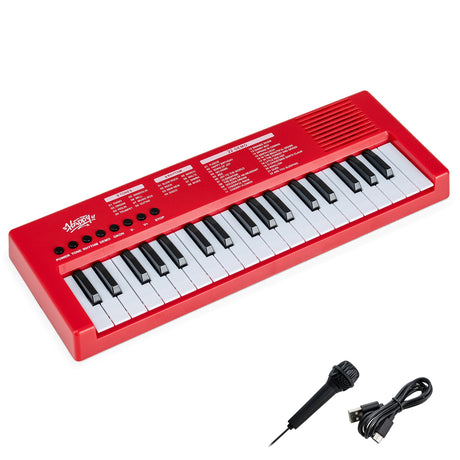 Teclado de piano para niños de 37 teclas con 8 ritmos y micrófono