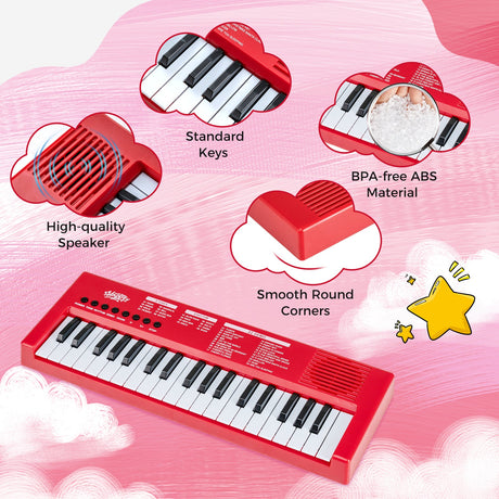 Teclado de piano para niños de 37 teclas con 8 ritmos y micrófono