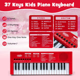 Teclado de piano para niños de 37 teclas con 8 ritmos y micrófono
