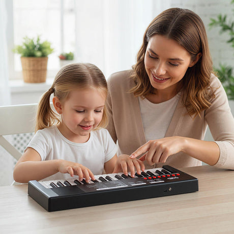 Teclado de piano para niños de 37 teclas con 8 ritmos y micrófono