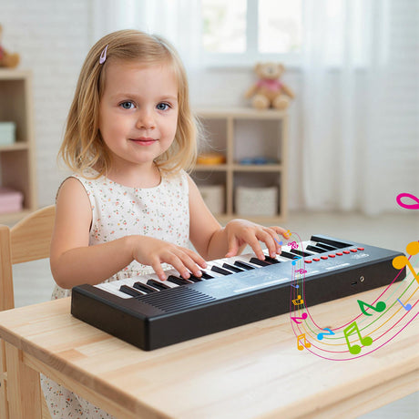 Teclado de piano para niños de 37 teclas con 8 ritmos y micrófono