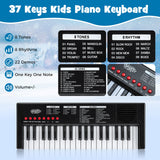 Teclado de piano para niños de 37 teclas con 8 ritmos y micrófono
