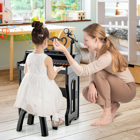 Piano musical de 37 teclas con micrófono Teclado de piano para niños con atril desmontable