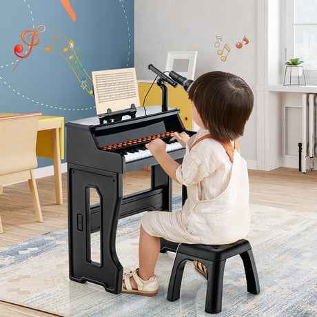 Piano musical de 37 teclas con micrófono Teclado de piano para niños con atril desmontable