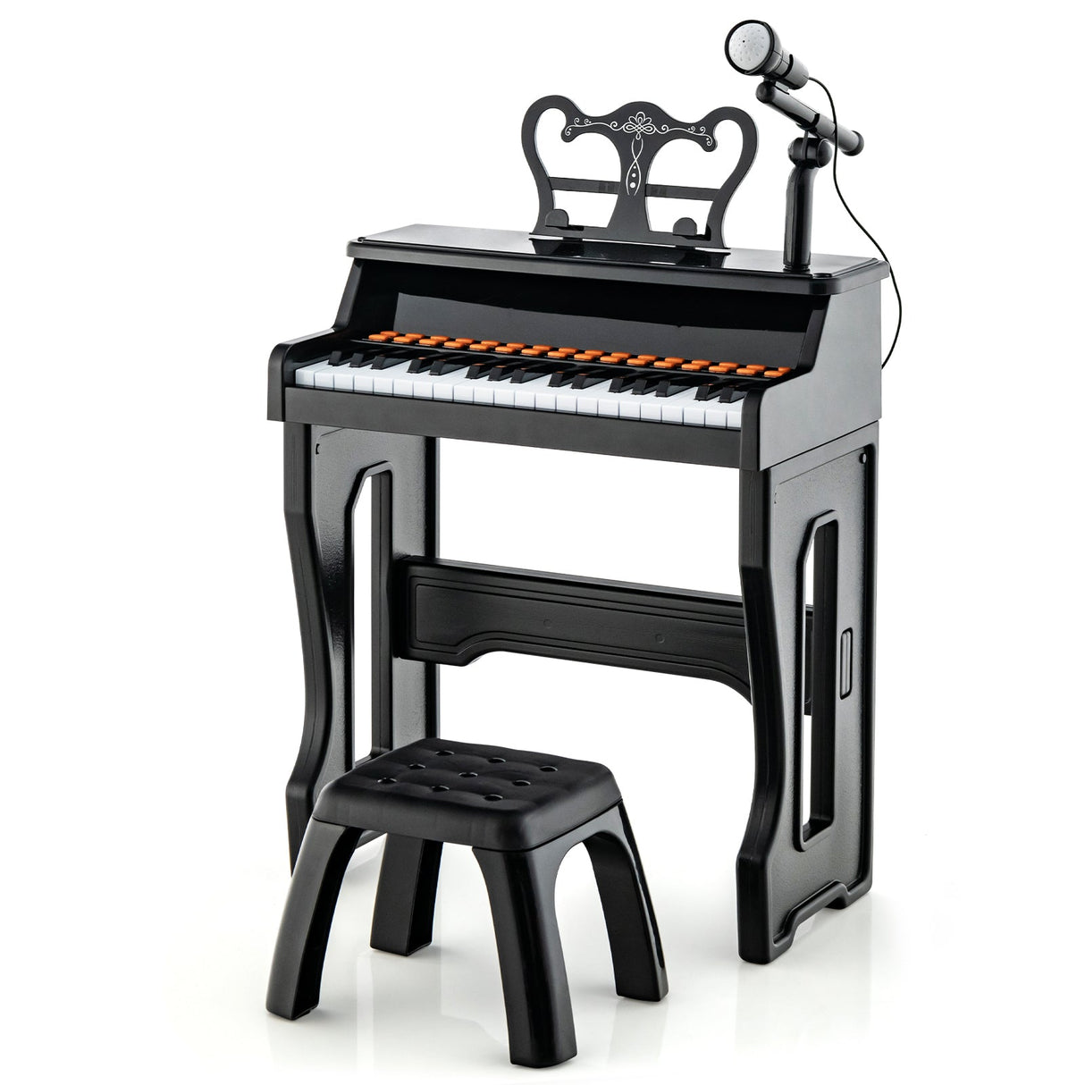 Piano musical de 37 teclas con micrófono Teclado de piano para niños con atril desmontable
