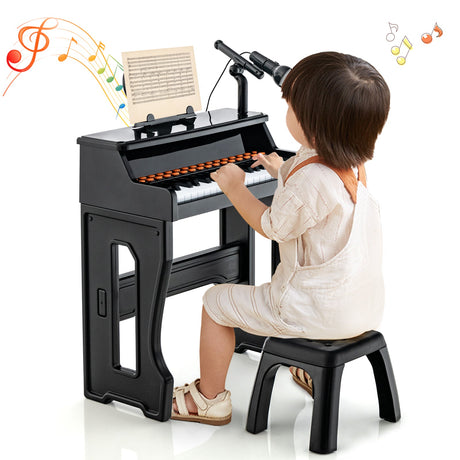 Piano musical de 37 teclas con micrófono Teclado de piano para niños con atril desmontable