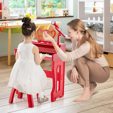 Piano musical de 37 teclas con micrófono Teclado de piano para niños con atril desmontable