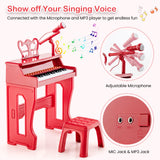 Piano musical de 37 teclas con micrófono Teclado de piano para niños con atril desmontable