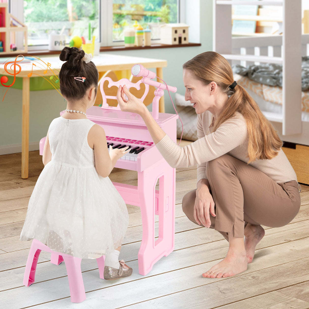 Piano musical de 37 teclas con micrófono Teclado de piano para niños con atril desmontable