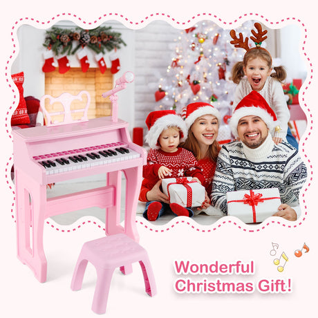 Piano musical de 37 teclas con micrófono Teclado de piano para niños con atril desmontable