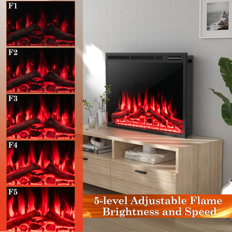 Chimenea Eléctrica Empotrada de 34/37 Pulgadas con Llamas Ajustables