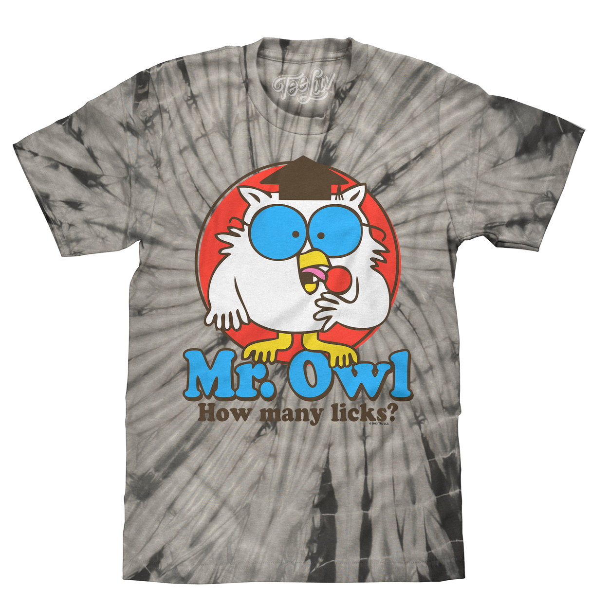 Tootsie Pop Mr. Owl How Many Licks Tie Dye T-Shirt - Black Tie Dye