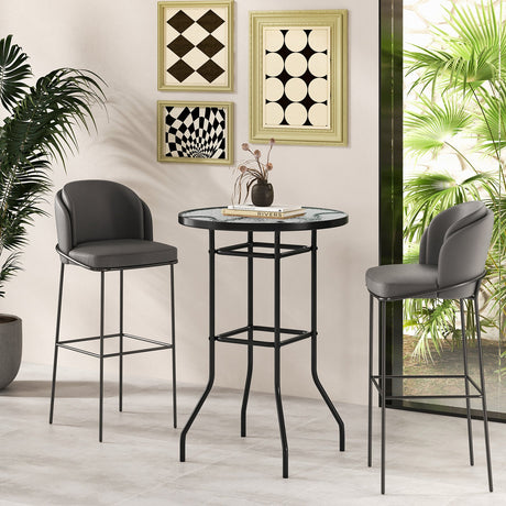 Mesa de bar para patio de 38 pulgadas con tablero de vidrio templado