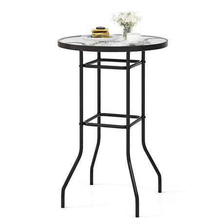 Mesa de bar para patio de 38 pulgadas con tablero de vidrio templado