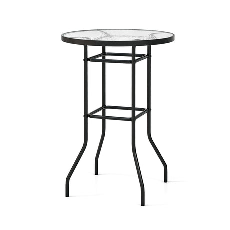 Mesa de bar para patio de 38 pulgadas con tablero de vidrio templado