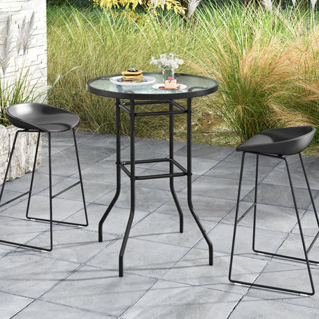 Mesa de bar para patio de 38 pulgadas con tablero de vidrio templado