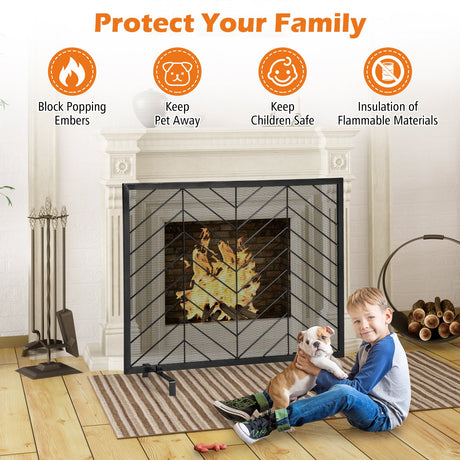 Pantalla para chimenea de un solo panel de 38 x 31 pulgadas