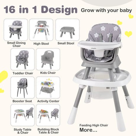 Trona evolutiva 16 en 1 con centro de actividades y elevador para bebés y niños pequeños