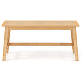 39.5 Inch Bamboo Dining Bench with Handwoven Rattan Seat for Indoor Outdoor-Natural
